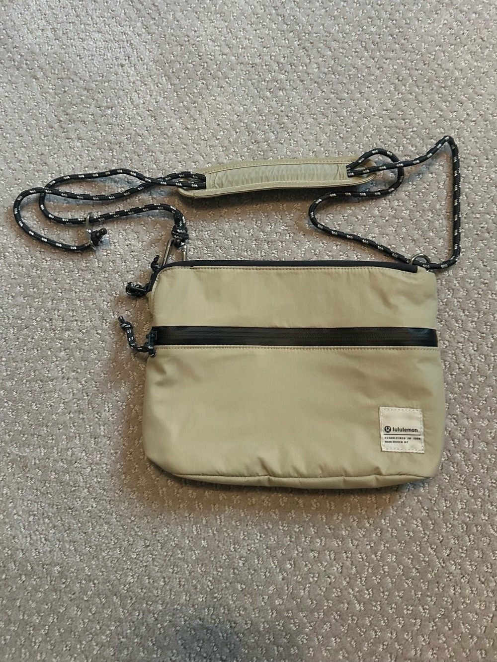Lululemon Nylon Beige Crossbody Bag with Adjustable Rope Strap